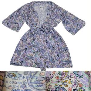 NEW VERA BRADLEY LUXE Paisley Soft Knit Belted Robe purple pink S small M Medium